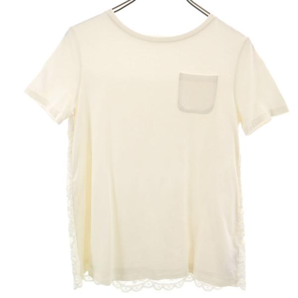 LANDS' END ランズエンド 半袖 バックレース Tシャツ M アイボリー ポケT レディース...
