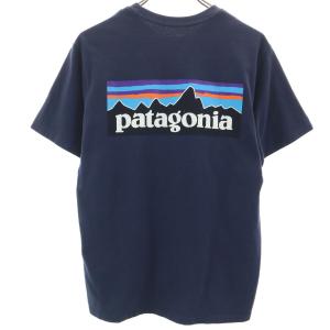 patagonia パタゴニア バックロゴ 半袖 Tシャツ XS ネイビー 38504SP21 アウトドア メンズ 古着 中古