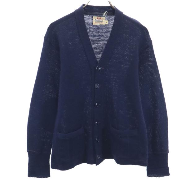 CAMPUS キャンパス 50s ヴィンテージ ウールブレンド 長袖 カーディガン 42 ネイビー ...