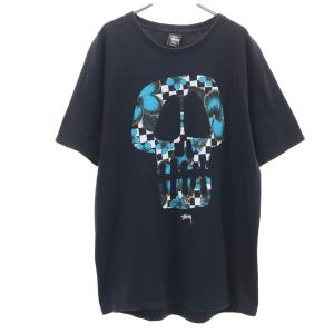 STUSSY ステューシー スカル 半袖 Tシャツ L ブラック メンズ 古着 中古