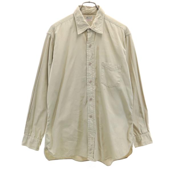 Reeves 40s 50s ヴィンテージ 三角マチ 長袖 シャツ ベージュ メンズ 古着 中古