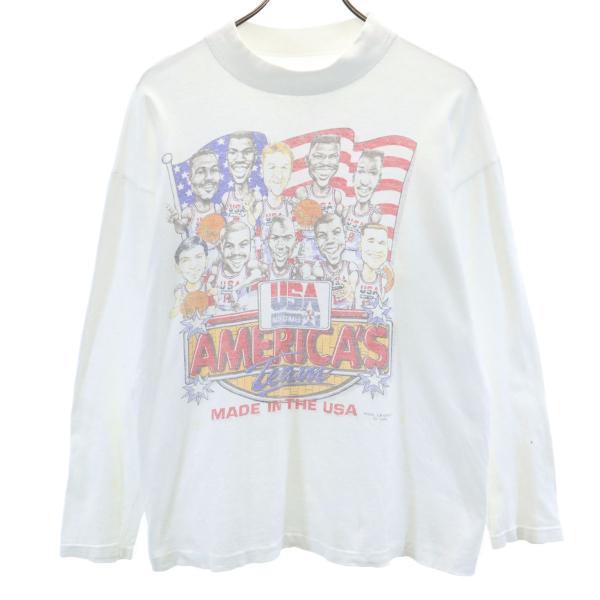 DREAM AMERICA'S TEAM 90s オールド NBA 長袖 モックネック Tシャツ ホ...