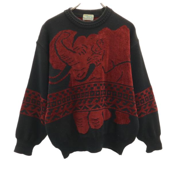 MAIALY 日本製 ウールブレンド 長袖 セーター M 黒系 ニット メンズ 古着 中古