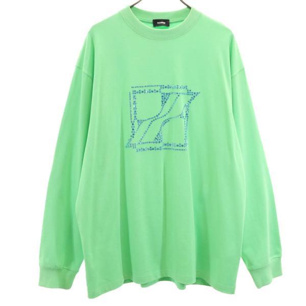 ウェルダン 長袖 Tシャツ M 黄緑 ロンT メンズ 古着 中古