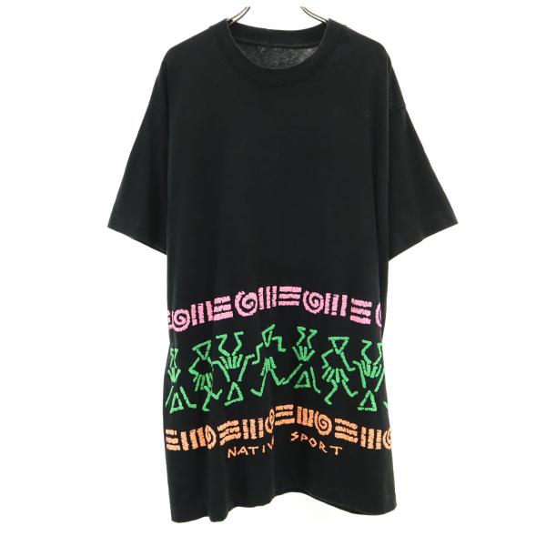 NATIVE SPORT 90s オールド 半袖 Tシャツ ブラック シングルステッチ メンズ 古着...
