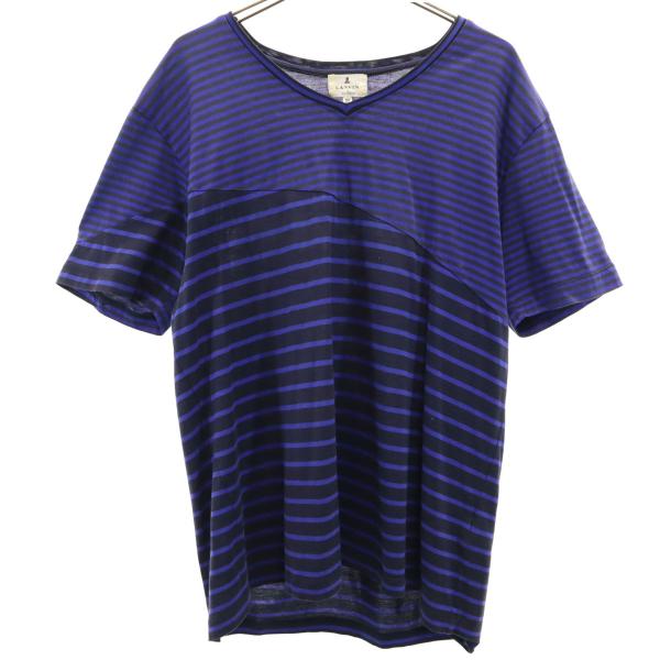 LANVIN en Bleu ランバンオンブルー 日本製 ボーダー柄 半袖 Vネック カットソー 5...