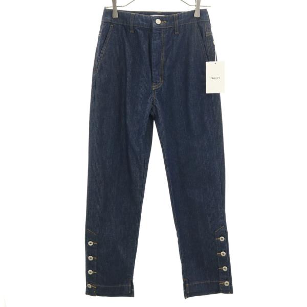 未使用 AMERI UNDRESSED アメリ ストライプ柄 ストレートデニムパンツ ｗ25 ジーン...