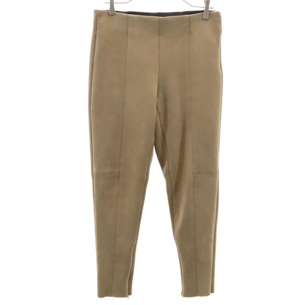 ZARA BASIC ザラベーシック フェイクスエード ストレッチパンツ L ベージュブラウン レデ...