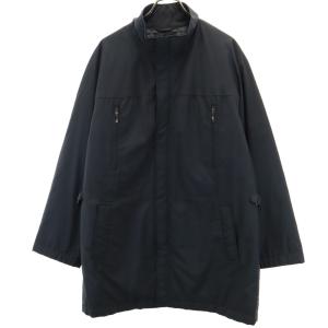 LANVIN LA COLLECTION ランバンコレクション 日本製 ステンカラーコート R50-46 ブラック 裏キルティング メンズ 古着 中古