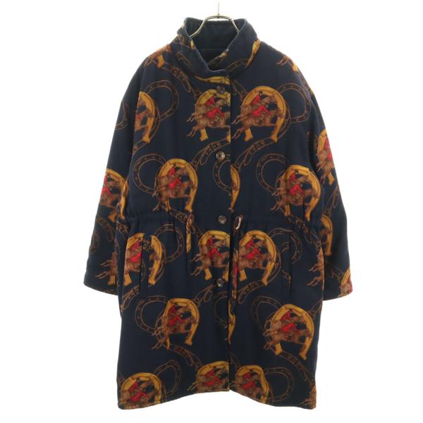 Herno ヘルノ 80s 90s イタリア製 オールド ホース柄 リバーシブル コート 42 ネイ...