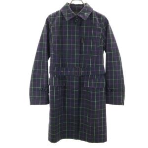 MACKINTOSH PHILOSOPHY マッキントッシュフィロソフィー 日本製 チェック柄 ステンカラーコート 38 チャコールグレー レディース 古着 中古