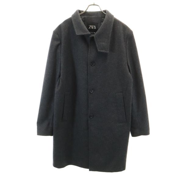 ZARA ザラ ウールブレンド ステンカラーコート XL グレー メンズ 古着 中古