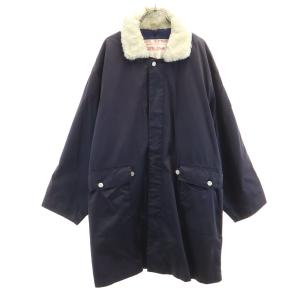 SINA COVA シナコバ 90s 日本製 オールド ステンカラーコート M ネイビー 中綿ライナー付き メンズ 古着 中古