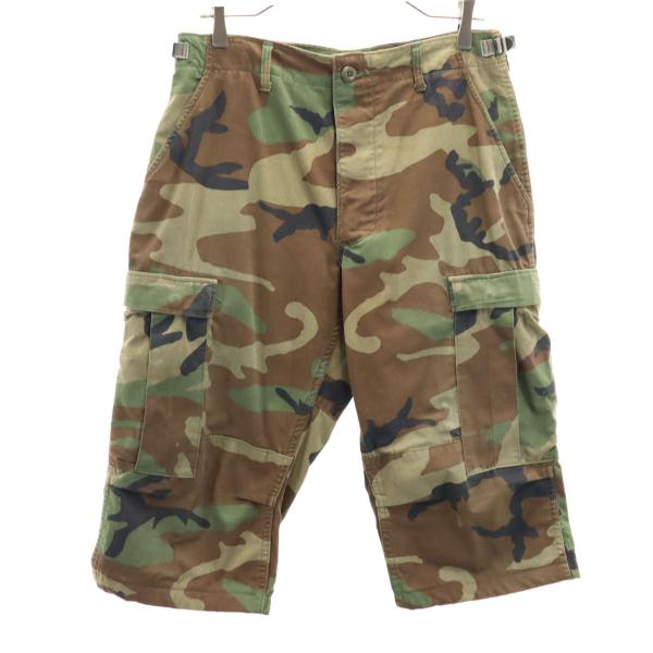 US ARMY アメリカ軍 80s DLA ヴィンテージ 迷彩柄 カーゴショートパンツ S カーキ ...