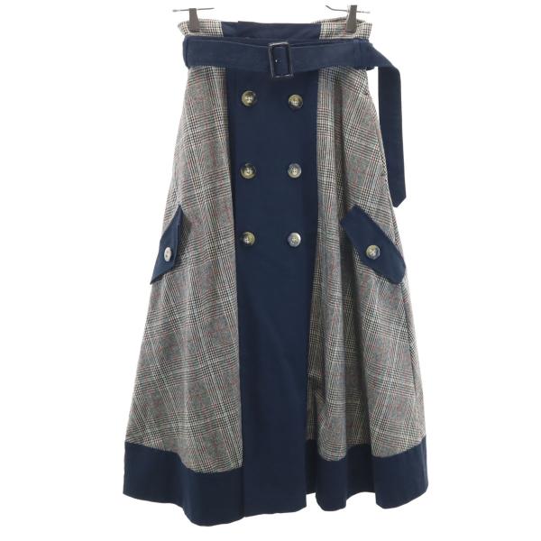 AMERI UNDRESSED アメリ グレンチェック ロングスカート グレージュ レディース 古着...