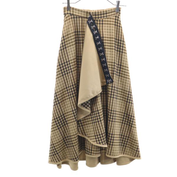 AMERI UNDRESSED アメリ チェック柄 ロングスカート S ベージュ レディース 古着 ...