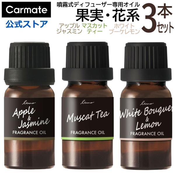 車 芳香剤 フルーティー フローラル系の香り 3本セット 噴霧式ディフューザー専用 フレグランスオイ...