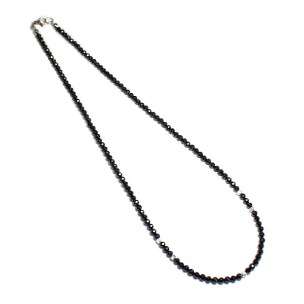 カレンシルバー ブラックスピネル スピネル ネックレス 天然石 パワーストーン ３ｍｍ アクセサリー...