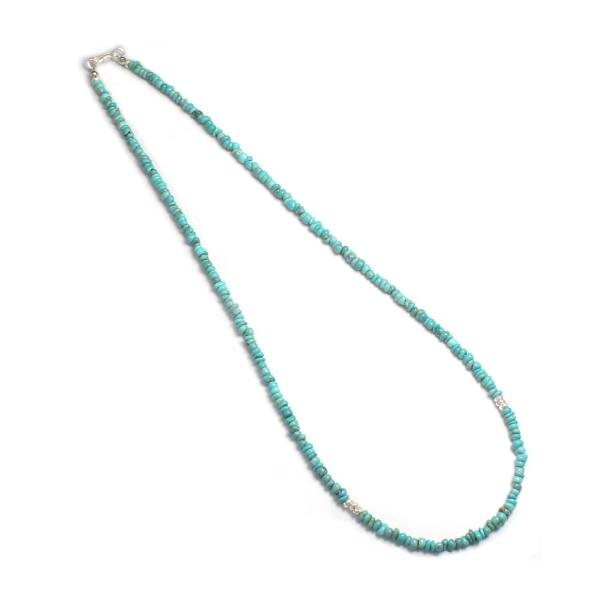 カレンシルバー ターコイズ トルコ石 ネックレス 天然石 パワーストーン ４ｍｍ チップビーズ アク...