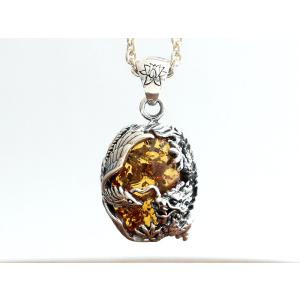 goodvibrations グッドバイブレーション 龍 鳳凰 アンバー 琥珀 シルバー ペンダントトップ ペントップ アクセサリー お守り