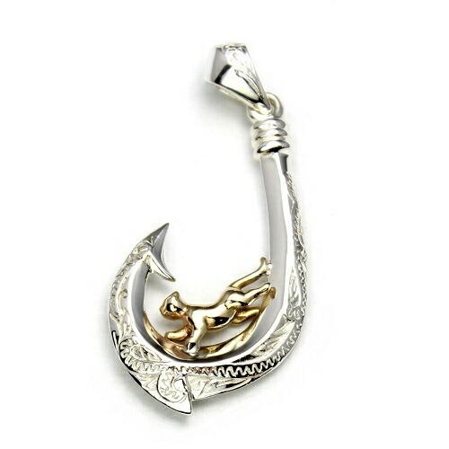 ハワイ マオリ フック 釣鈎 ネコ キャット 猫 ペンダント ( ペンダントトップ ) goodvi...