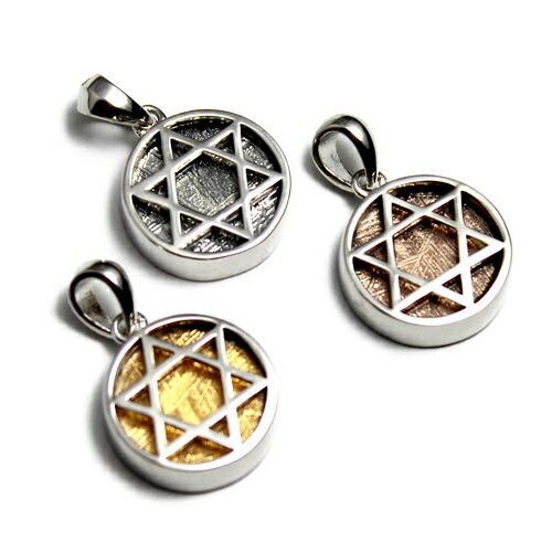 六芒星 ヘキサグラム 隕石 ギベオン メテオライト シルバー ゴールド ピンクゴールド ペンダント ...