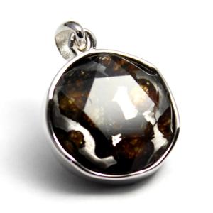 スウェーデン産Silver925◇ ギベオン(メテオライト隕石) 18mm シルバー