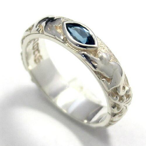 ネコ 猫 キャット リング 指輪 ロンドンブルートパーズ アラベスク 唐草  シルバー９２５ goo...