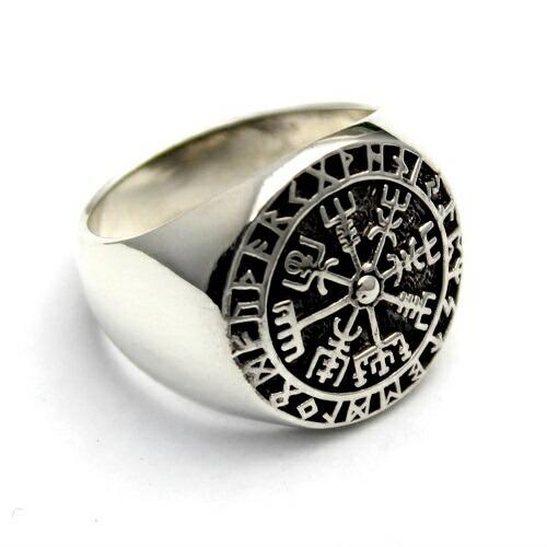 ヴェグヴィシル Vegvisir ヴァイキング ルーン 北欧 コンパス 羅針盤 シルバー９２５ リン...
