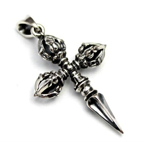 チベット 法具 プルパ 金剛杭 バジュラ ヴァジュラ パラシュ シルバー９２５ ペンダント ペントッ...