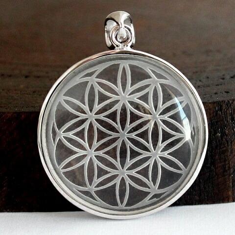フラワーオブライフ flower of life 神幾何学 生命の花 水晶 クリスタル ペンダントト...