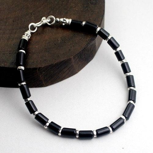 カレンシルバー オニキス ブラックオニキス ブレスレット 天然石 パワーストーン ４ｍｍ チューブビ...
