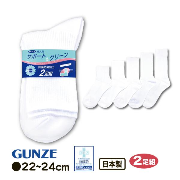 グンゼ GUNZE サポート&amp;クリーン スクールソックス 22~24cm婦人用 靴下 学生 制服 オ...