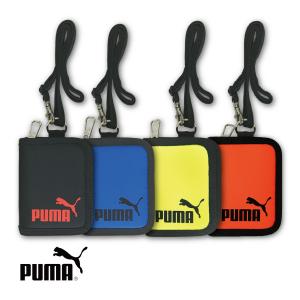 プーマ PUMA 財布 二つ折りウォレット PM242 ブラック ブルー 蛍光イエロー 蛍光オレンジ ストラップ付 メンズ キッズ 小学生 中学生 ポリエステル メール便｜carol-netstore