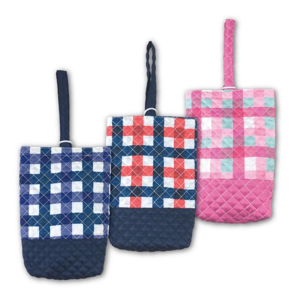 シューズバッグ チェック柄 キルト ネイビー ブルー アカ ピンク 男の子 女の子 送料無料 入園入...