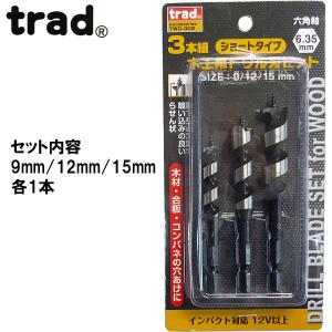 大西工業 木工ショートビットセット No.1 5本 SB-3 6mm 8mm 9mm 12mm