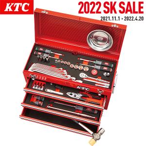 KTC SKセール2022 9.5sq ラチェットコンビネーションレンチ採用モデル チェストタイプ 工具セット 入組67点 レッド SK36722X｜carpartstsc