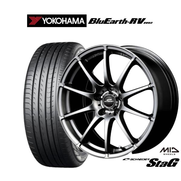 サマータイヤ ホイール4本セット MID シュナイダー スタッグ ヨコハマ BluEarth ブルー...