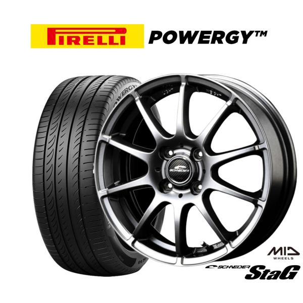 サマータイヤ ホイール4本セット MID シュナイダー スタッグ ピレリ POWERGY (パワジー...