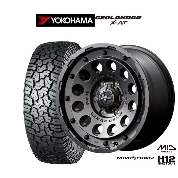 オフロードタイヤ ホイール4本セット MID ナイトロパワー H12 ショットガン ヨコハマ GEO...