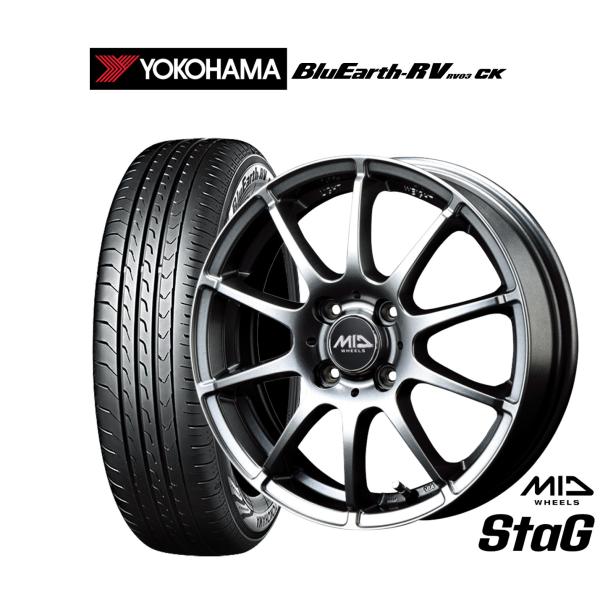 サマータイヤ ホイール4本セット MID ホイールズ スタッグ ヨコハマ BluEarth ブルーア...