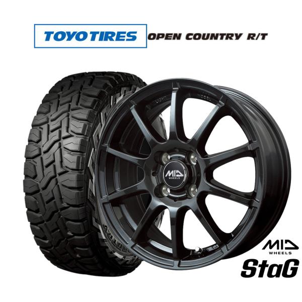 オフロードタイヤ ホイール4本セット MID ホイールズ スタッグ トーヨータイヤ OPEN COU...