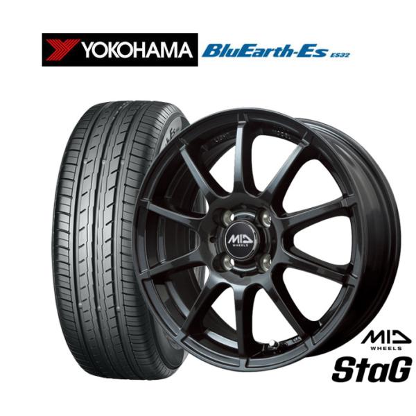 サマータイヤ ホイール4本セット MID ホイールズ スタッグ ヨコハマ BluEarth-ES ブ...