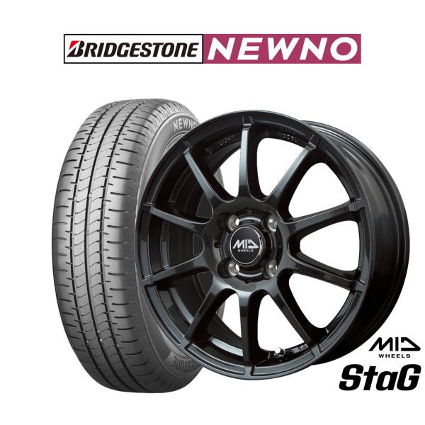 サマータイヤ ホイール4本セット MID ホイールズ スタッグ ブリヂストン NEWNO ニューノ ...