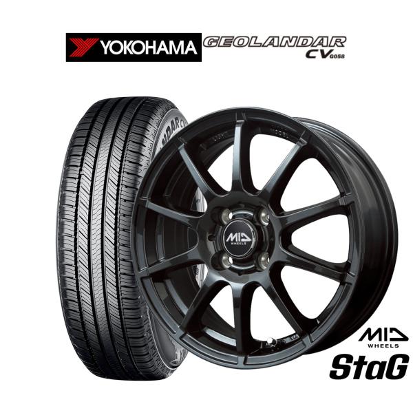 サマータイヤ ホイール4本セット MID ホイールズ スタッグ ヨコハマ GEOLANDAR ジオラ...