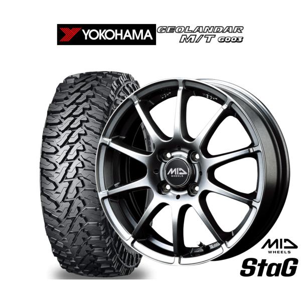 オフロードタイヤ ホイール4本セット MID ホイールズ スタッグ ヨコハマ GEOLANDAR ジ...