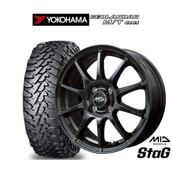 オフロードタイヤ ホイール4本セット MID ホイールズ スタッグ ヨコハマ GEOLANDAR ジ...