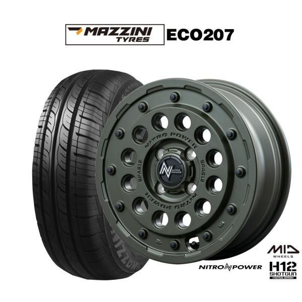 サマータイヤ ホイール4本セット MID ナイトロパワー H12 ショットガン タクティカルエディシ...