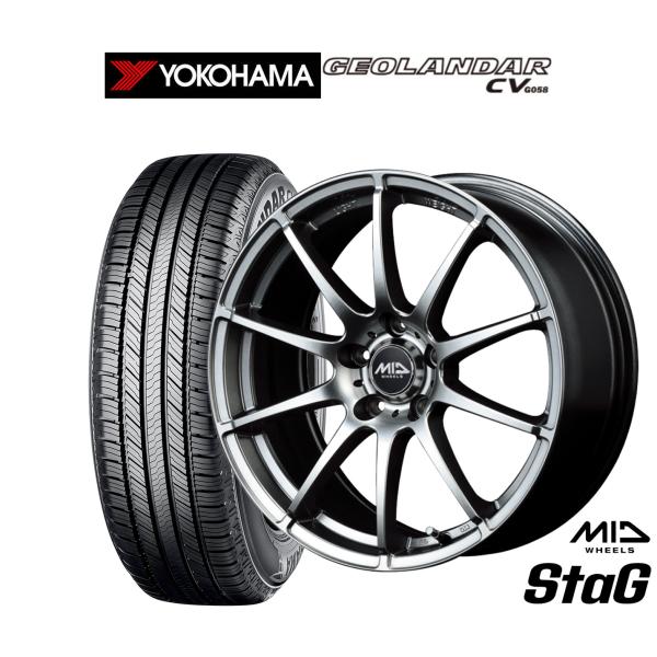 サマータイヤ ホイール4本セット MID ホイールズ スタッグ ヨコハマ GEOLANDAR ジオラ...