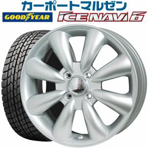 スタッドレスタイヤホイールセット 155/65R14 ララパーム KC-8 シルバー 2019年製 グッドイヤー アイスナビ6/アイスナビ7 送料無料 4本セット